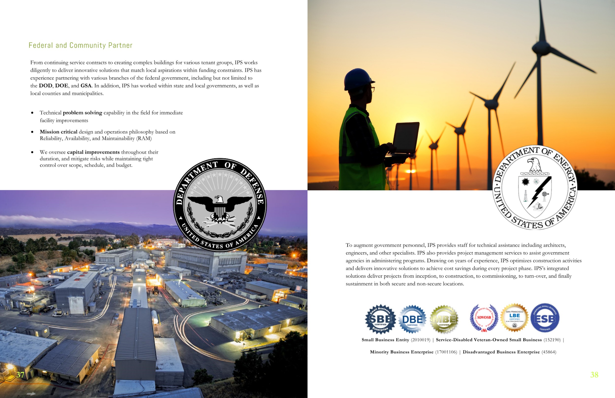 IPS Capabilities Booklet with Government services, capabilities, and methods.