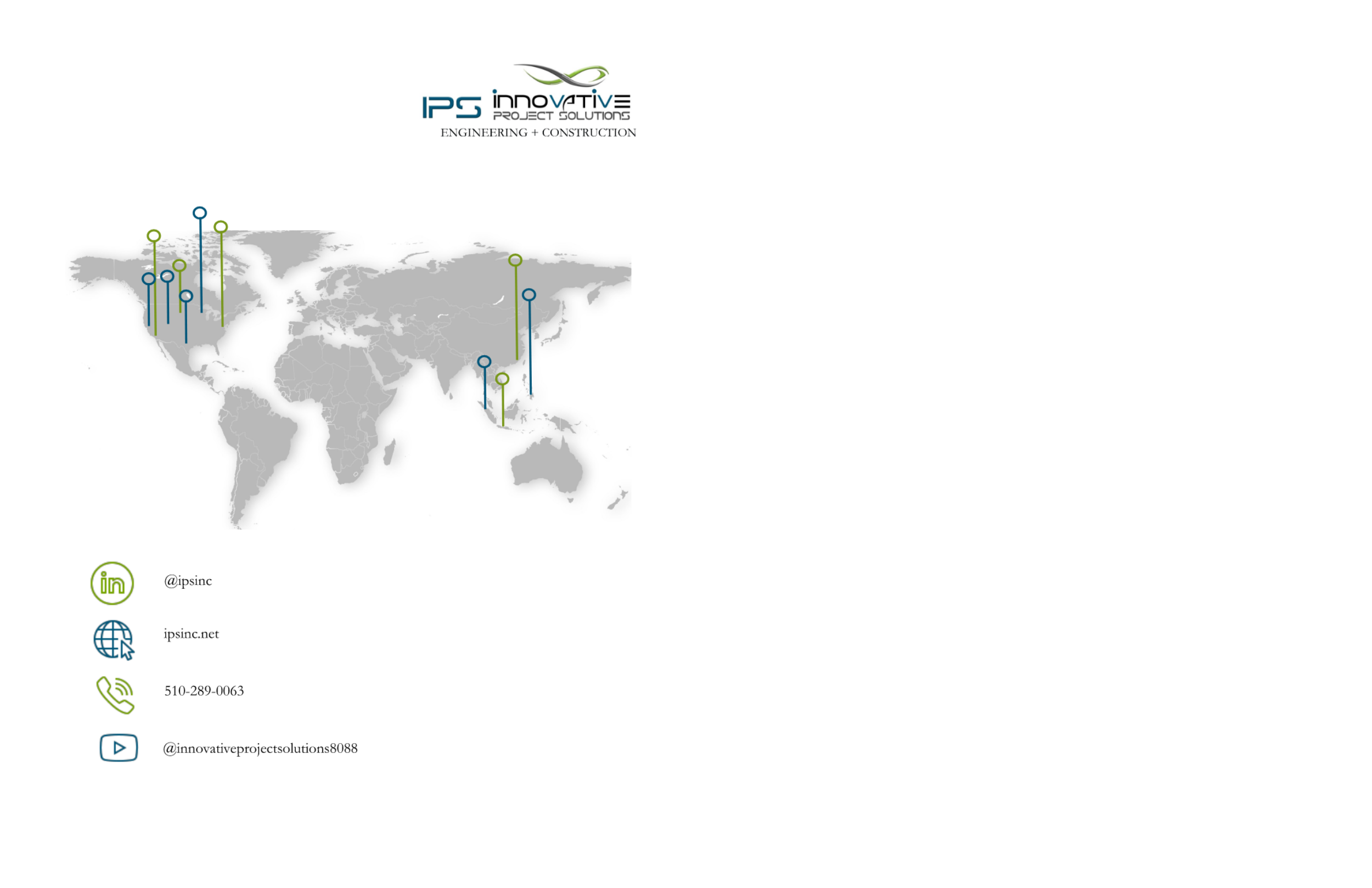 IPS Capabilities Booklet back cover with contact information and office locations.